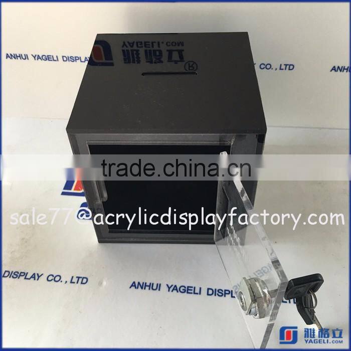 2016 Hot Sale!! Wholesale Black Vot Box with Lock / Small Acrylic Donation Box