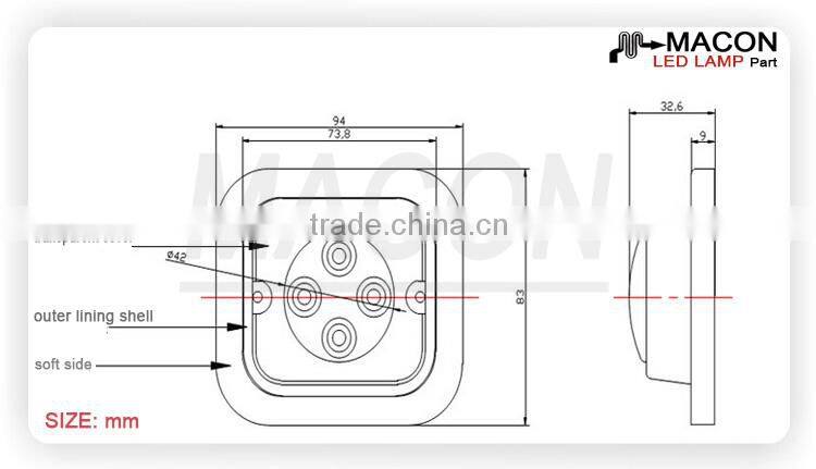 2.5" Oval 100%waterproof UV PC LED Truck Trailer Marker Lamps DOT appraval