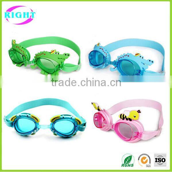 Lovely soft silicone cartoon kids swimming goggles
