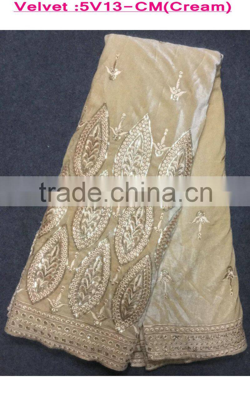 guangzhou african lace embroidery fabric Wine color Indian styles embroidery attrative fashion African velvet lace fabrics