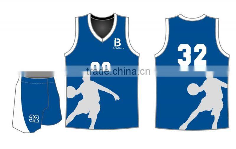 Custom hot sale good quality blue pro team basketball uniforms