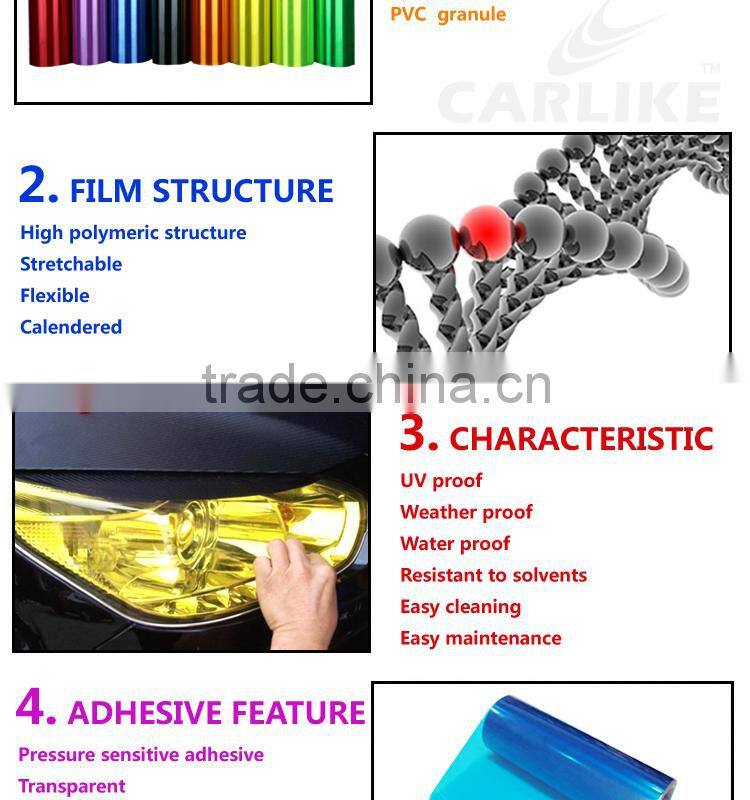 CARLIKE Fast Shipment Colored Car Headlight Tint Film PVC Vinyl