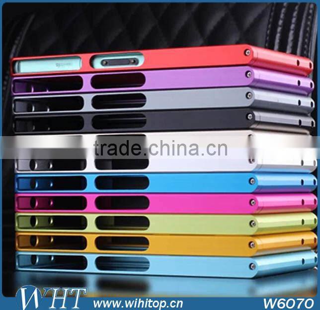 Fashional Alumimum Mental Bumper Case For Sony Xperia Z3 Mini Compact +Screen Protector For Z3 Compact