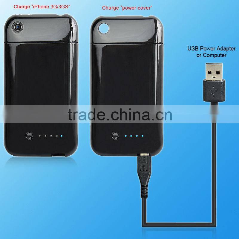 1100mAh highly polymer batter Power Pack Case for iPhone 3G &3GS