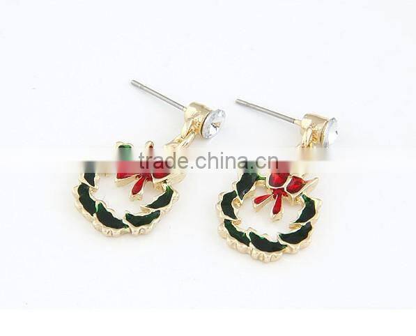 New 2013 promotion Christmas motif wreath earring wholesale earring