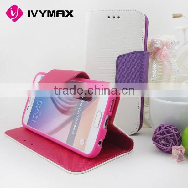 IVYMAX Book Style Stand Wallet Leather flip Cover phone Case for Samsung Galaxy S6