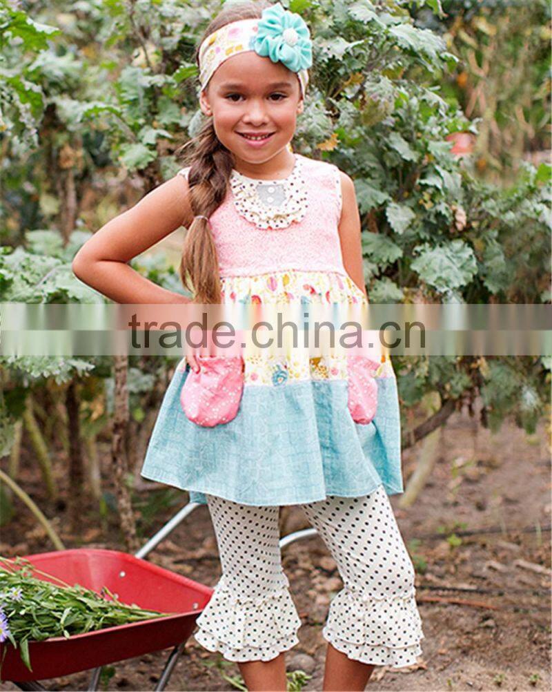 2016 newest fall children long sleeve dress boutique floral print multicolors ruffles lap dress outfits