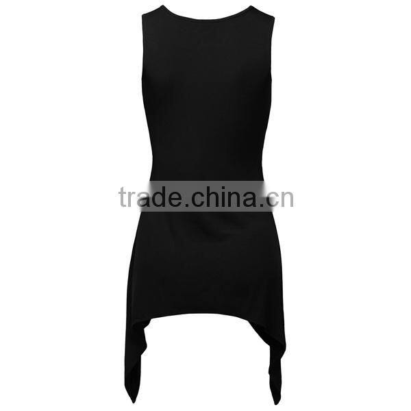 bow back tank top T-shirt with Unique Hem Line