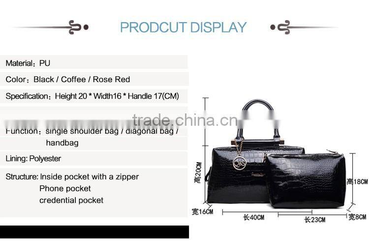 popular fashion pu leather lady handbag with zipper
