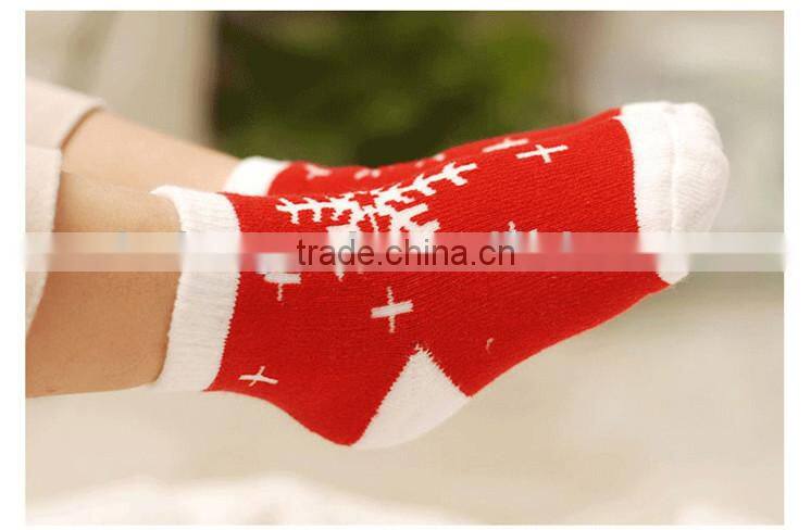 Cute christmas terry cotton socks cashmere socks for kids China sock factory