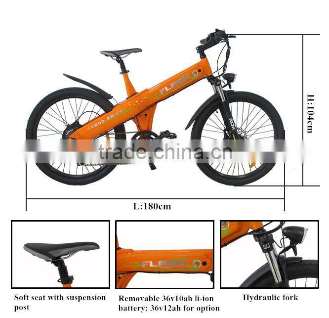 Flash 26' electric cycle bike with pedals electric motor bike with two wheels