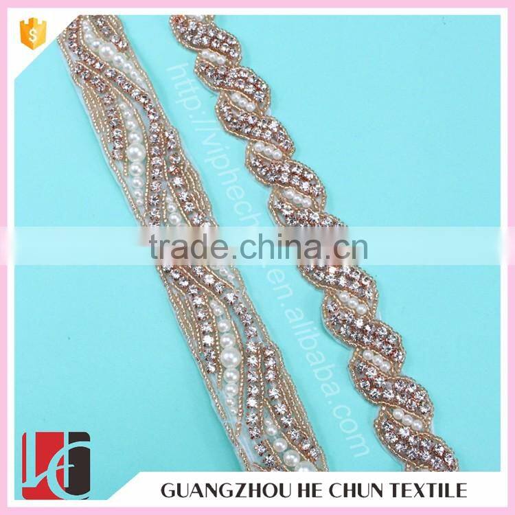 HC4624-1 Hechun Fashion Rhinestone Pearl Trim for Dresses