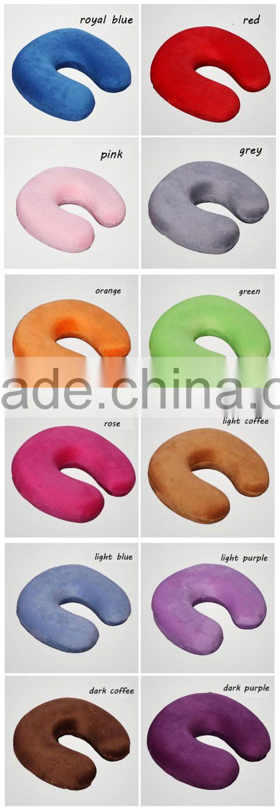Travel foam pillow 100% car neck pillow neck massage pillow super soft fabric neck pillow LS-U-010-b