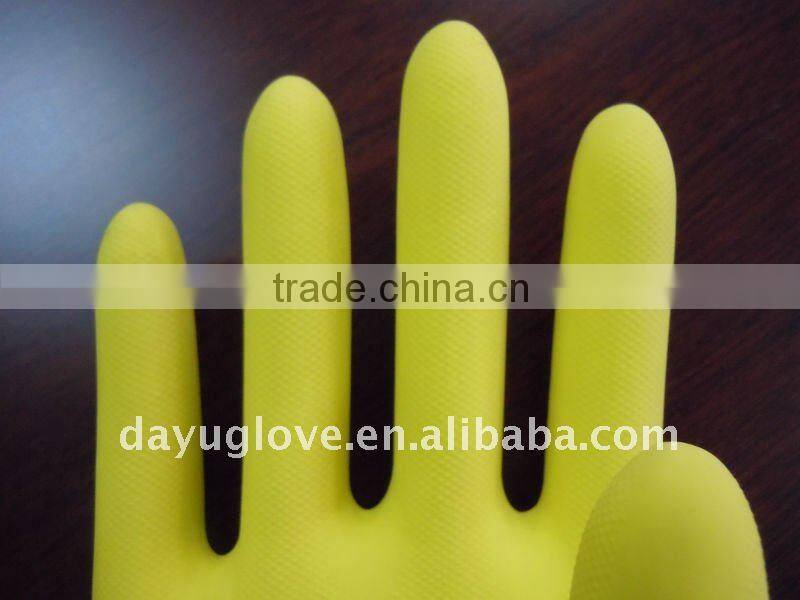 11mil Yellow Flocklined Household Latex Gloves