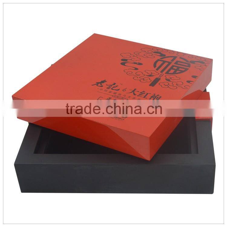 Custom printed high quality wooden rectangle hat box for tea