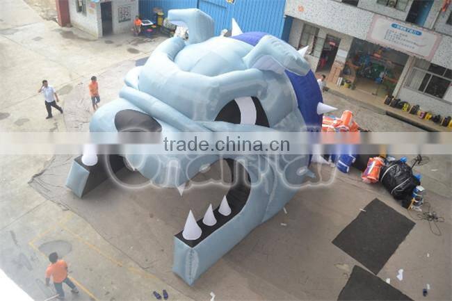 hot sale outdoor inflatable bulldog tunnel, inflatable helmet tunnel for sports