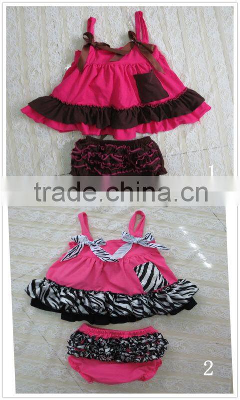 2013 lastest new design Wholesale cotton chevron swing top set cotton top withe cotton bloomer for baby