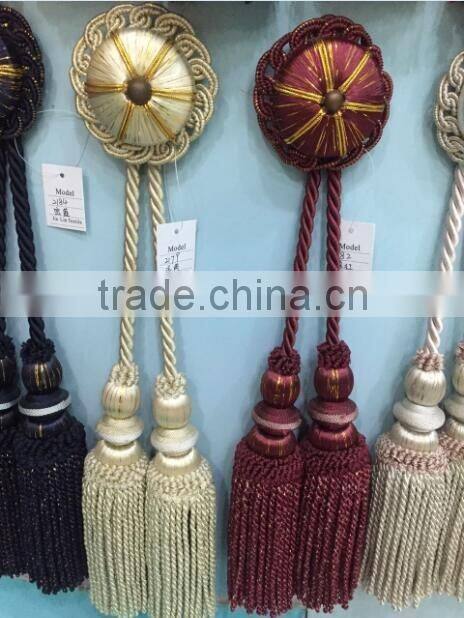 Rayon fabric bullion fringe tassel type decoration tassel with golden yarn