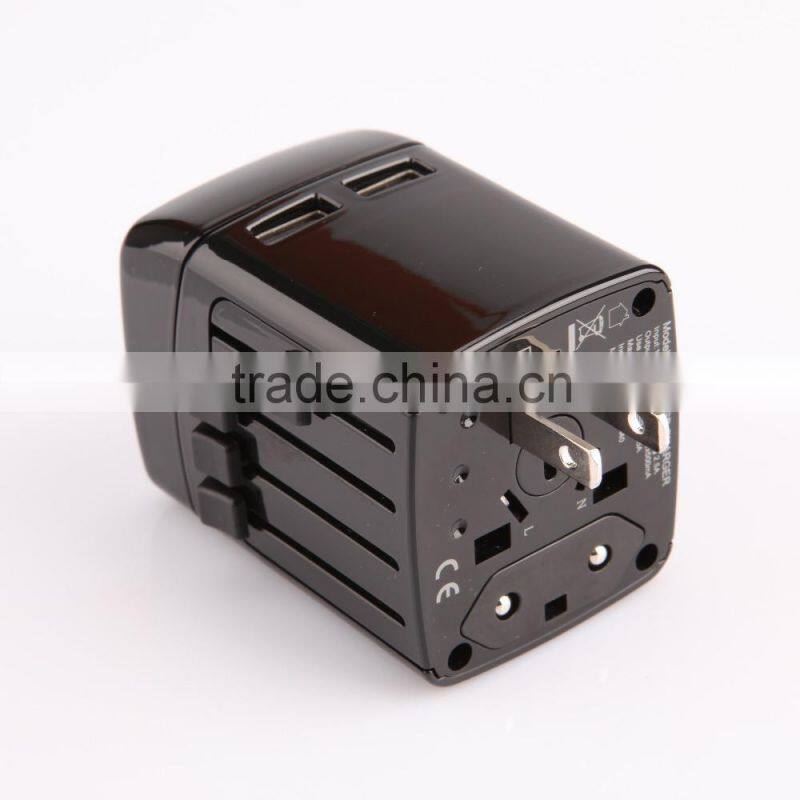 US UK EU AU plug Dual usb ports Universal All In One International Travel Plug Adapter Charger with CE FCC approved