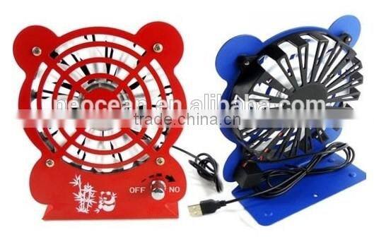 kongfu panda 5v dc usb power metal frame small portable usb fan