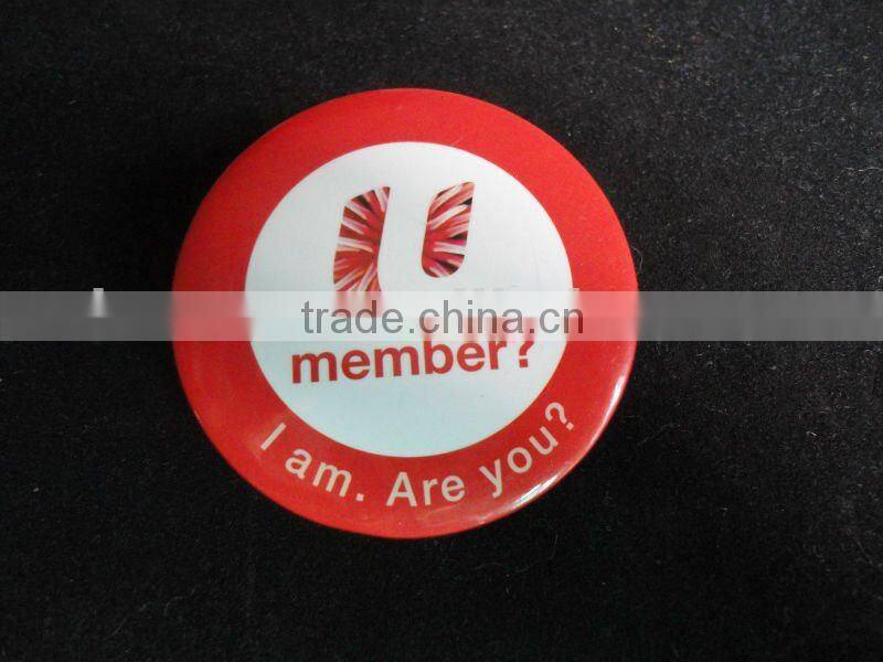 fancy happy tin plate badge