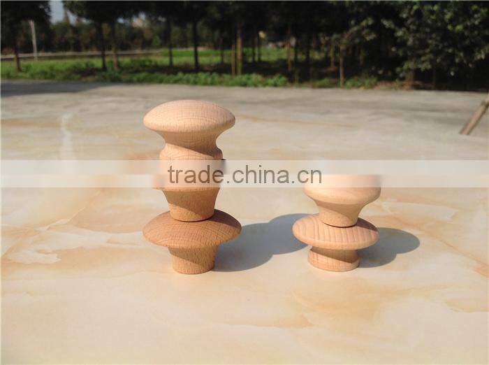 Unfinished small round wooden cabinet door knob