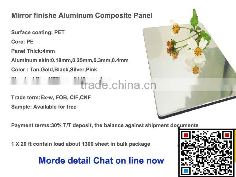 Bedroom Mirror Wall Decor Aluminium Composite Panel use1100 aluminum