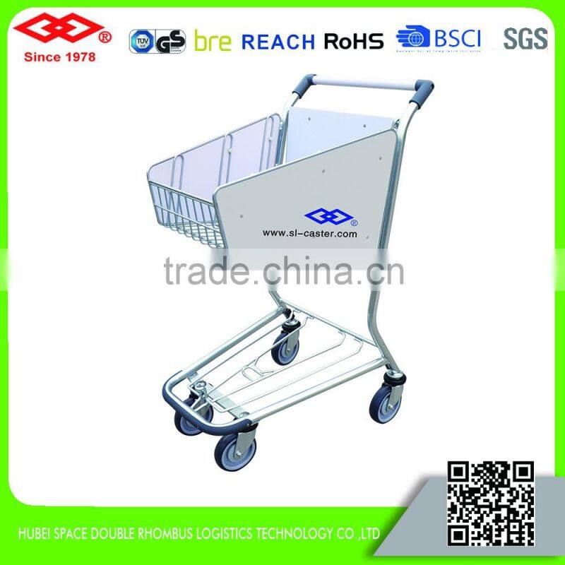 Airport chrome plating steel shopping hand cart