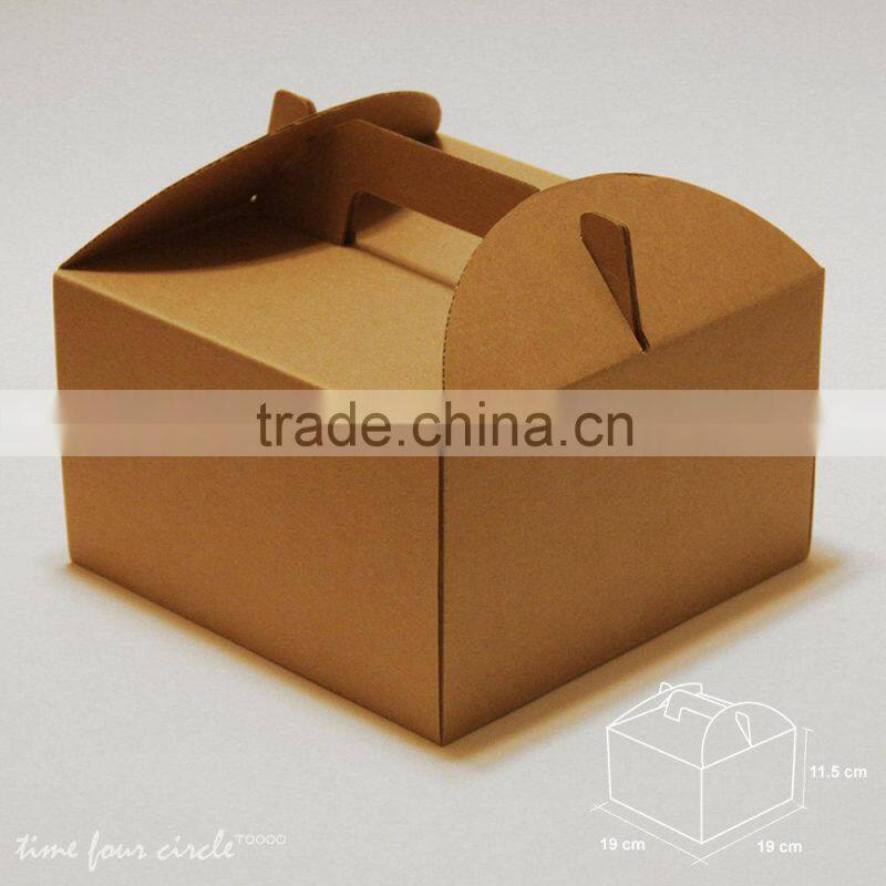 Foldable Art paper cake box with handle