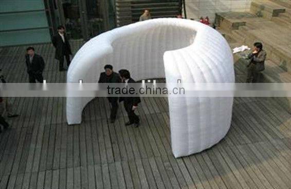 Inflatable Structure The inflatable office pod with coloured lighting