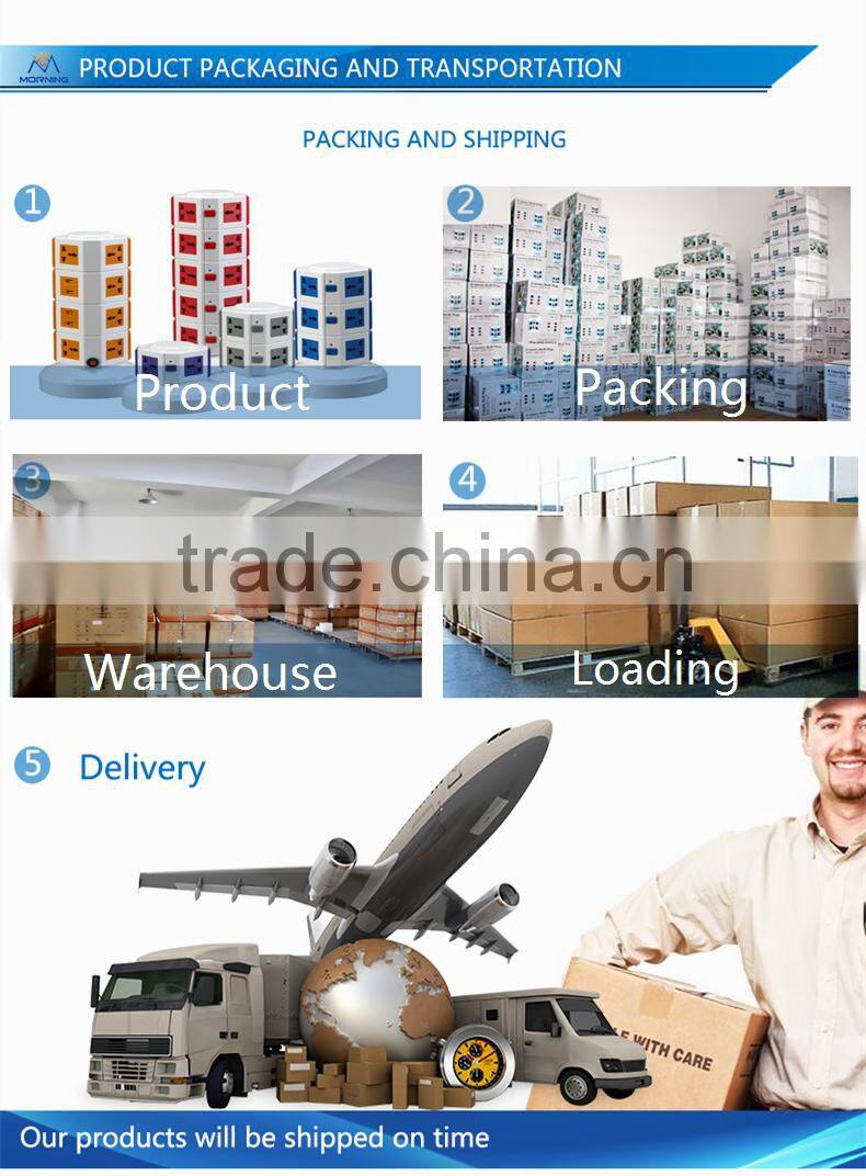 ME-S3 Three Layers Overload protection Power Extension Tower of Vertical Rotary Socket with One Meter power line and Four USB