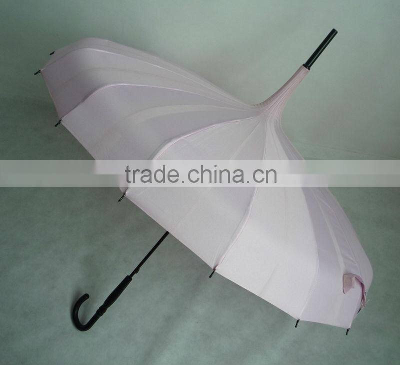 23 inch 16k manual open pink color pagoda umbrella for lady