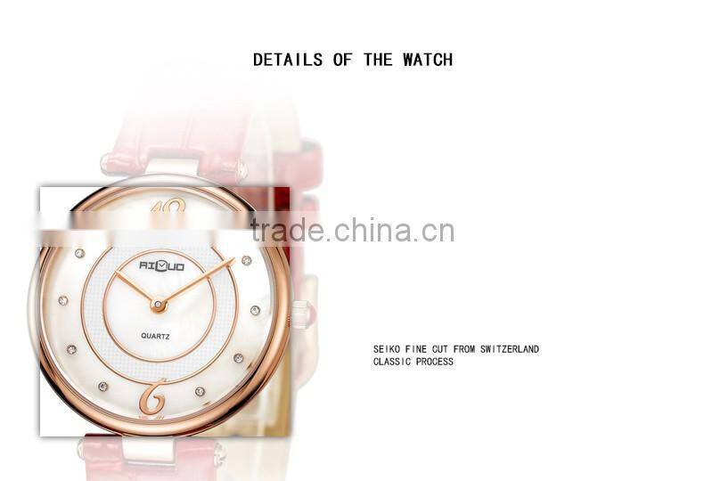 Waterproof genuine leather band luxury diamond fashion quartz lady's watch