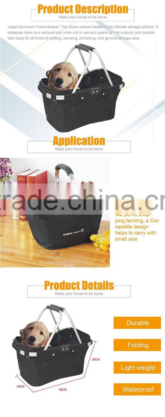 Picnic insulated tote basket, Collapsible & Foldable, strong, lightweight,easy to carry, good for fruits,picnic stuff,clothes an