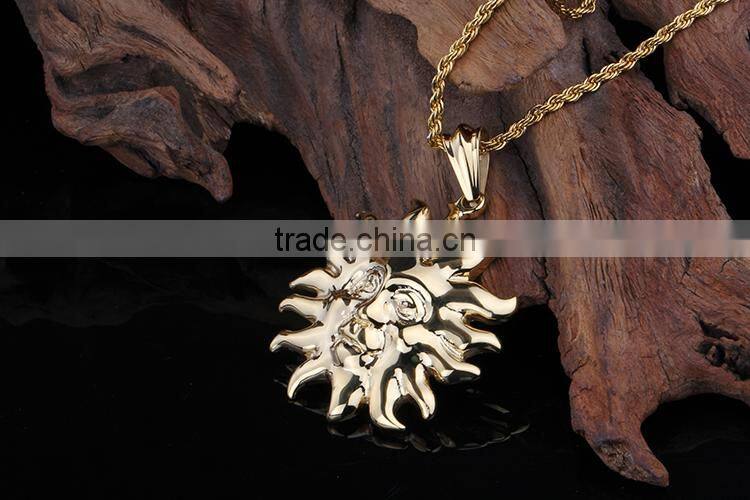 Simple casting design fashion unique gold sun pendant