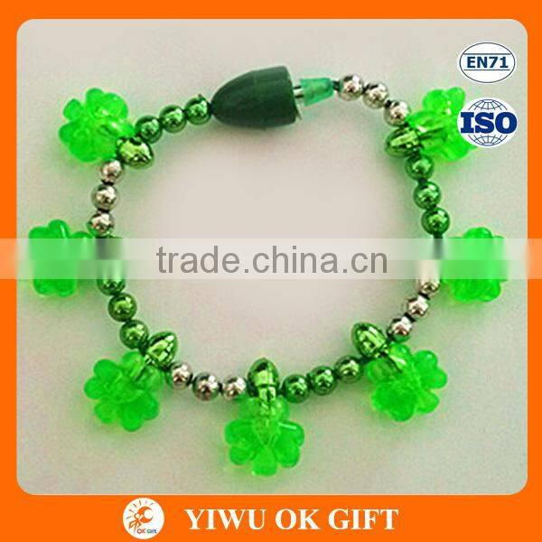 Lucky flashing LED green shamrock bracelets for happy/st patrick's day gift