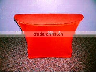 Spandex four way stretch half moon table cover red blue gold