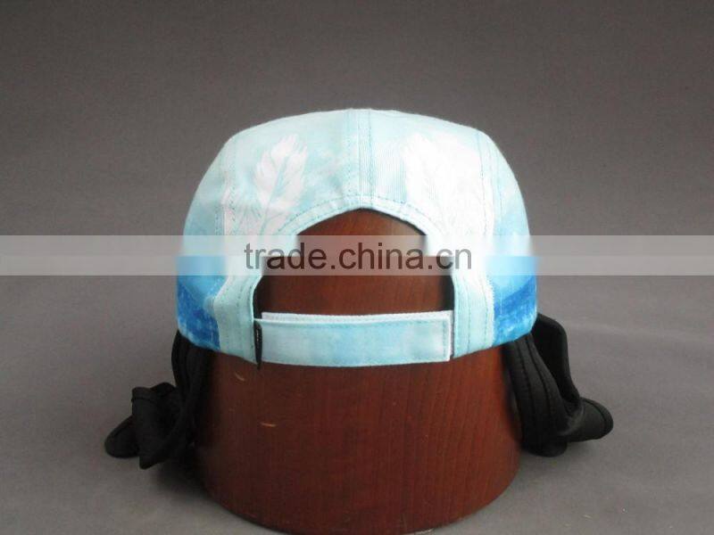 Hot selling Flat brim 5-panel Camper Cap with Fixed Belt