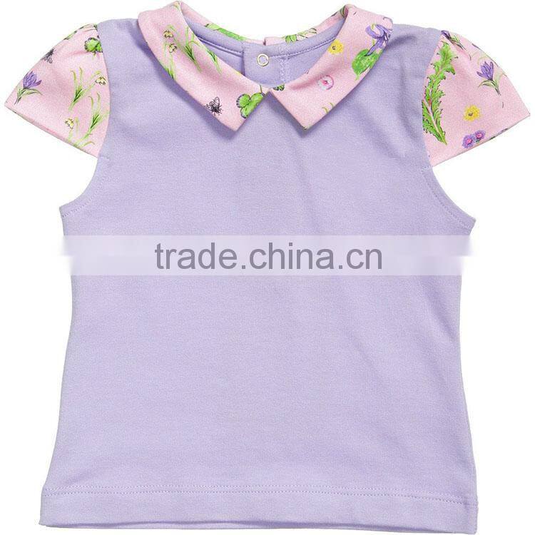 stylish baby girl clothing china, purple cotton cap sleeves t shirt