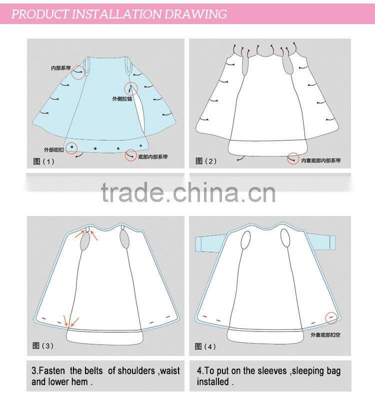 Infant kids anti kicking quilt sleeping bag for four seasons detachable fillings pink style