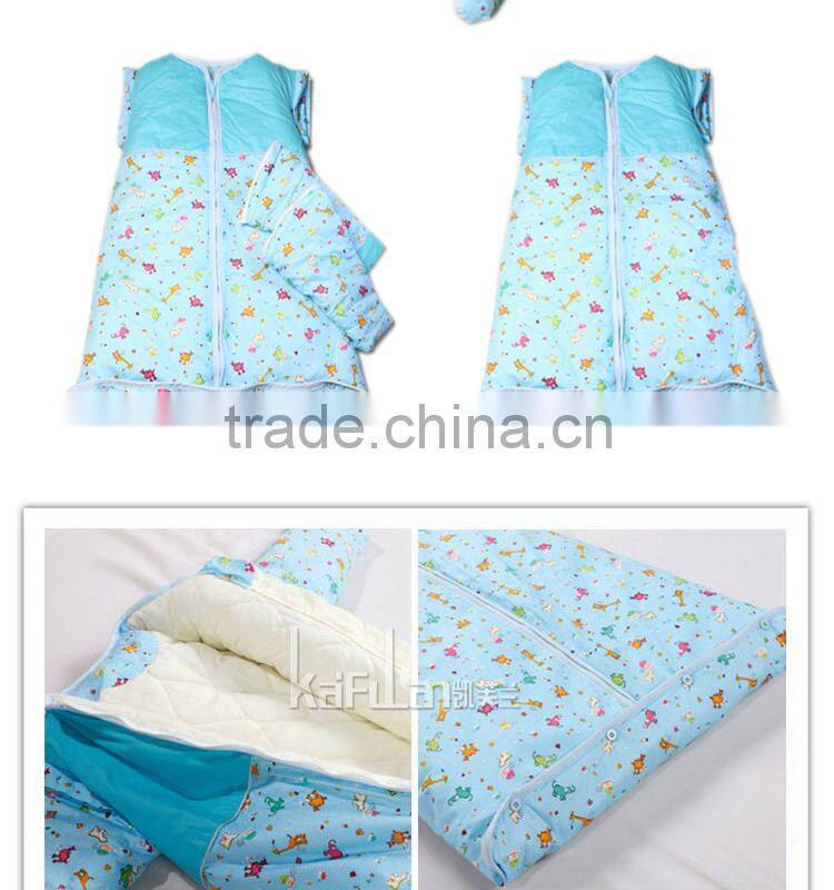 Infant kids anti kicking quilt sleeping bag for four seasons detachable fillings blue style