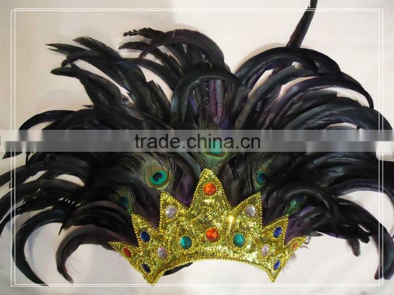 Mask/Headdress with Coque Feathers, Red