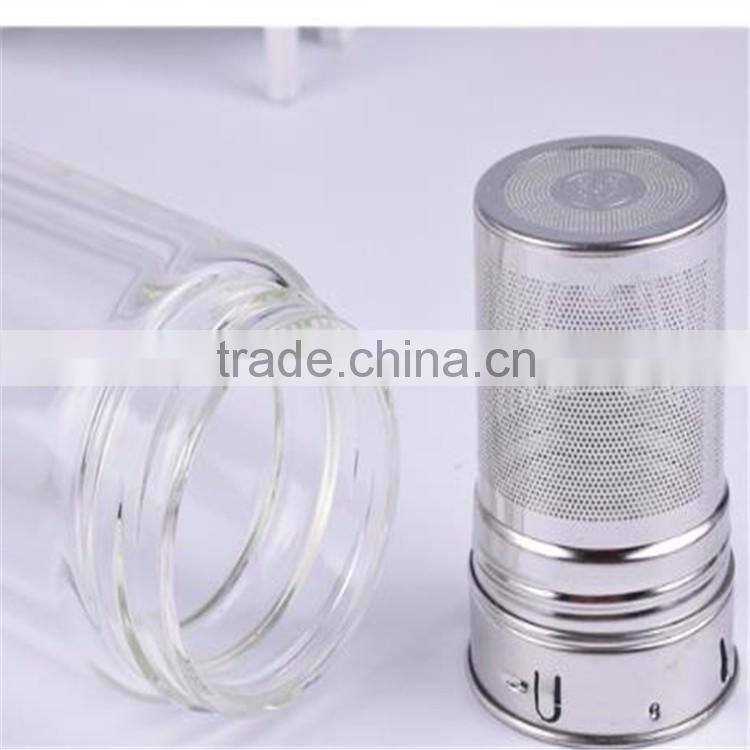 Drinking glass water bottle with stainless steel tea filter, borosilicate water bottle glass 400ml