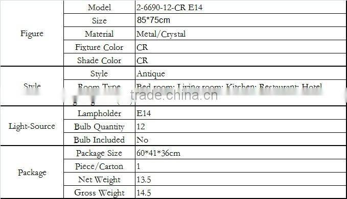 Modern style chrome crystal chandelier pendant light, candle light with crystal pendants