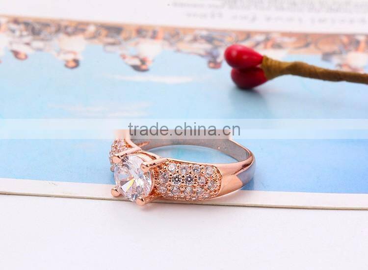 High quality real gold/silver plated alloy diamond jewelry wedding rings
