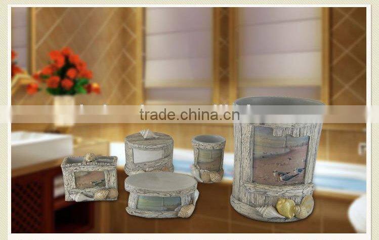 Sea series Resin Bathrooom Sets 5pcs bathroom accessory set