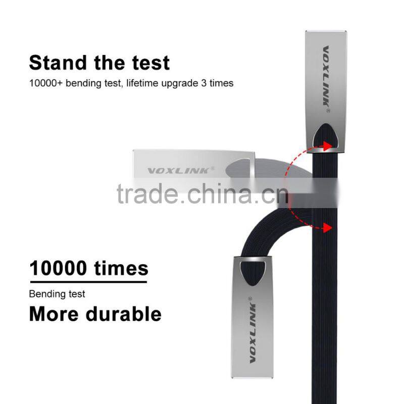 Voxlink 2017 New 5V 1A Zinc Alloy flat Fast Charging Data Sync usb Cable for iPhone 6 6s Plus 5s 5 iPad mini/Samsung/HTC