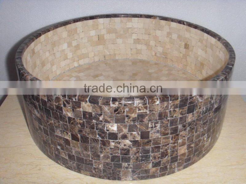 Hot sell mosaic pedestal sink marble stone,natural stone