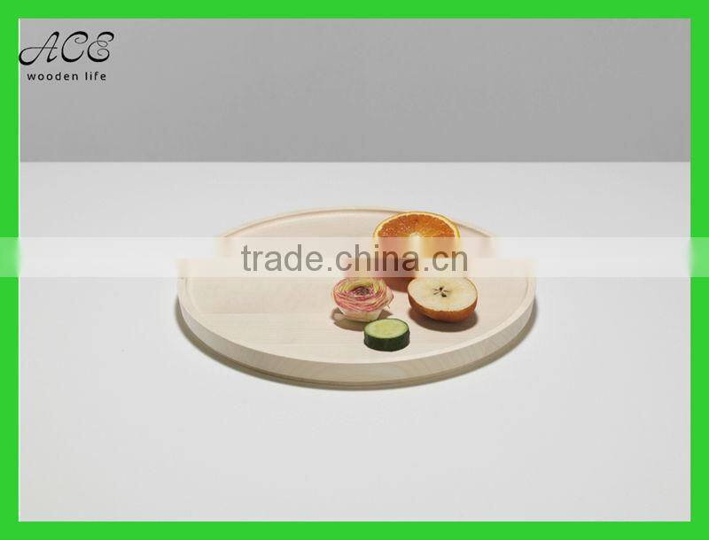 Round shape wooden serving tray