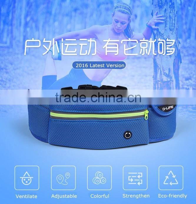 Waterproof Running Sports Waist Bag Outdoor Multifunctional Fasion Running Waist Band Bag With Earphone Hole